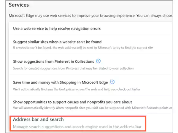 address bar and search
