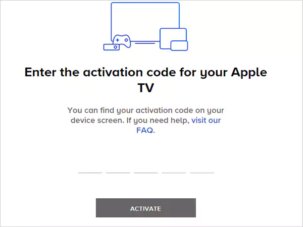 enter the activation code on your apple tv